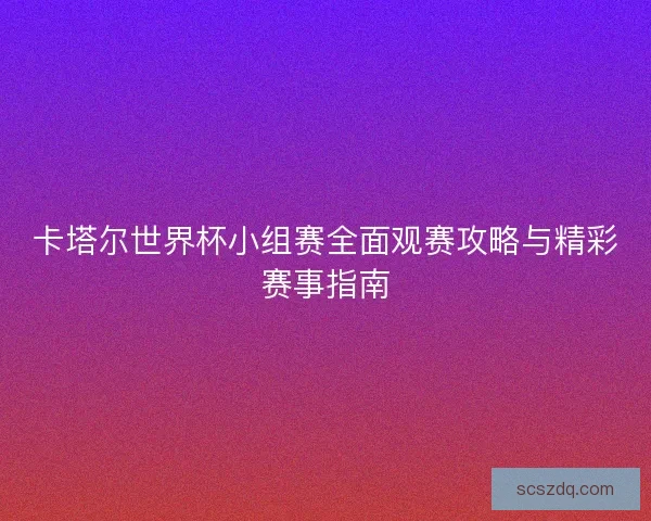 卡塔尔世界杯小组赛全面观赛攻略与精彩赛事指南